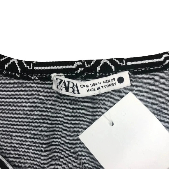 Zara Floral Cropped  Tank Top NWOT | Black and White | Size M - Picture 3 of 5